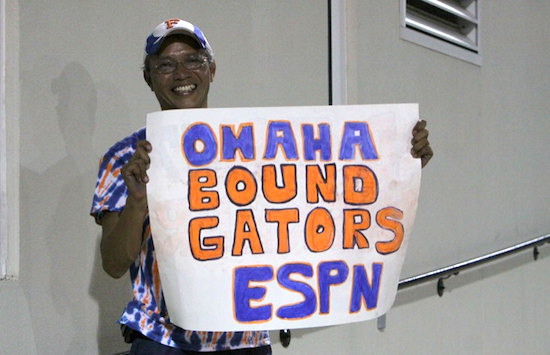 This Gators fan is pumped for the trip to Omaha