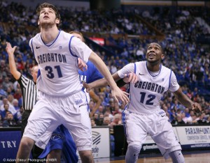 Creighton's Will Artino and Jahenns Manigat box out against Indiana State (Streur/WBR)