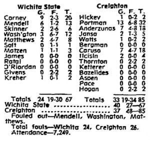 Creighton vs Wichita State (11-30-68 Box)